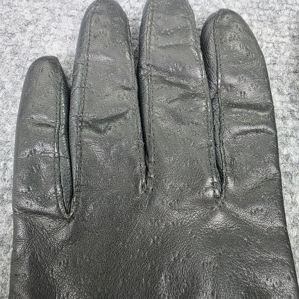 Fownes Gloves Womens 8 Black Leather Lined Insulated Winter Dress Wrist Classic
